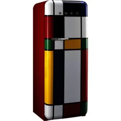 Smeg FAB28RDMC 60cm 'Retro Style' Mondrian Design Fridge and Ice Box with  Right Hand Hinge